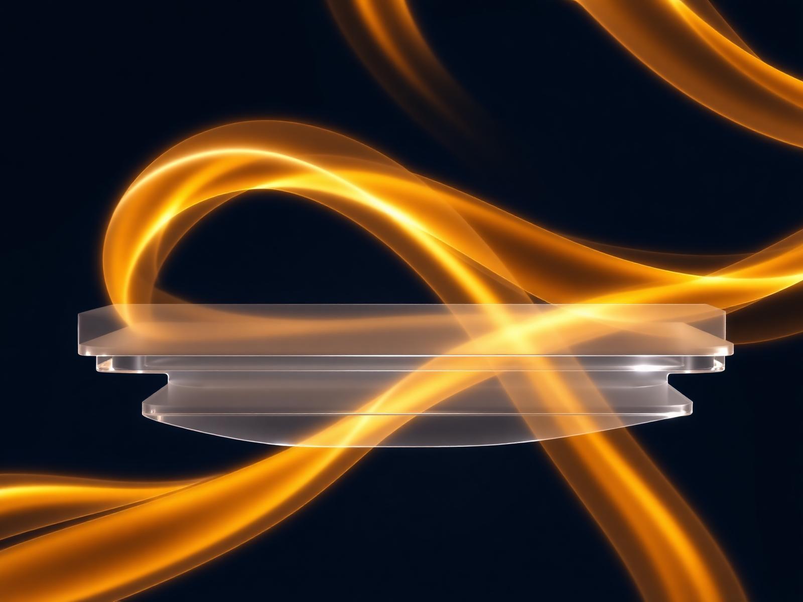 Abstract glass panels lit by golden light, representing Kanafina's web design craft